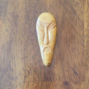 Artistic Gold-Toned Face Brooch